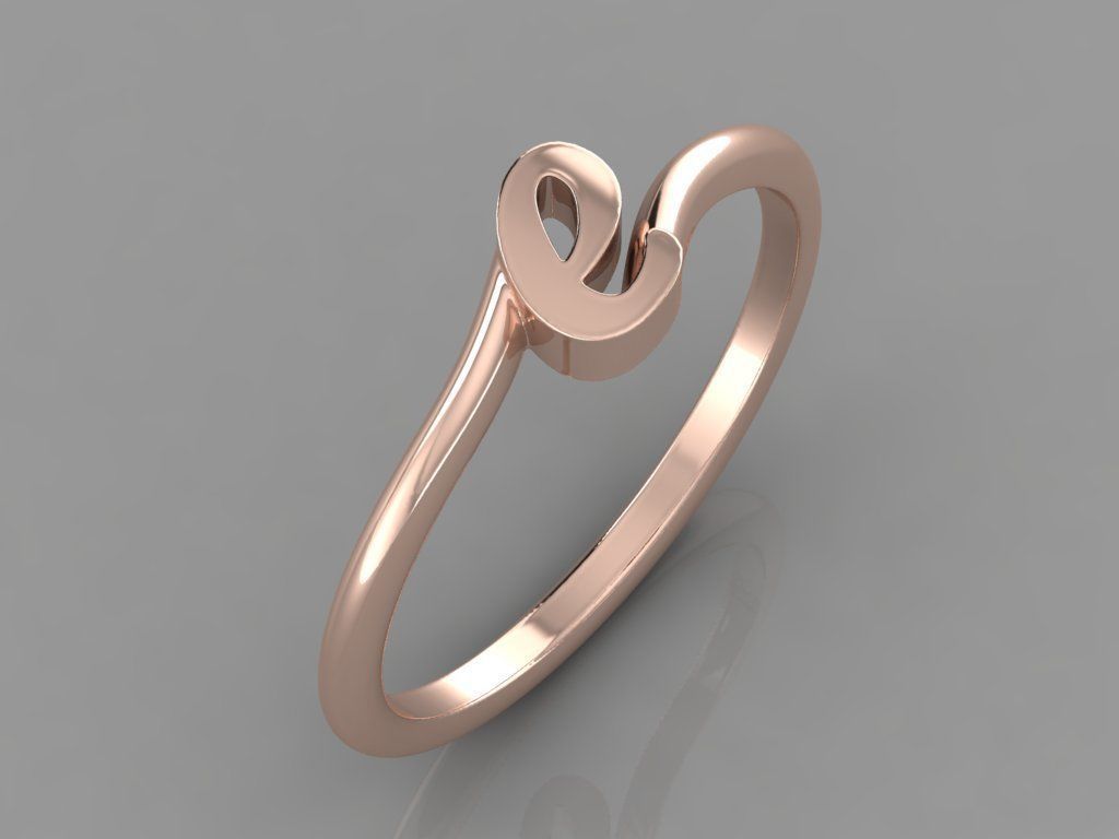 Alphabet Ring E 3D print model_3