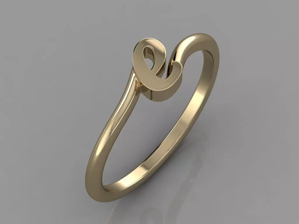 Alphabet Ring E 3D print model_0