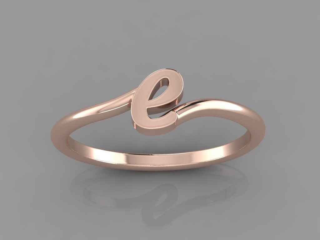 Alphabet Ring E 3D print model_2