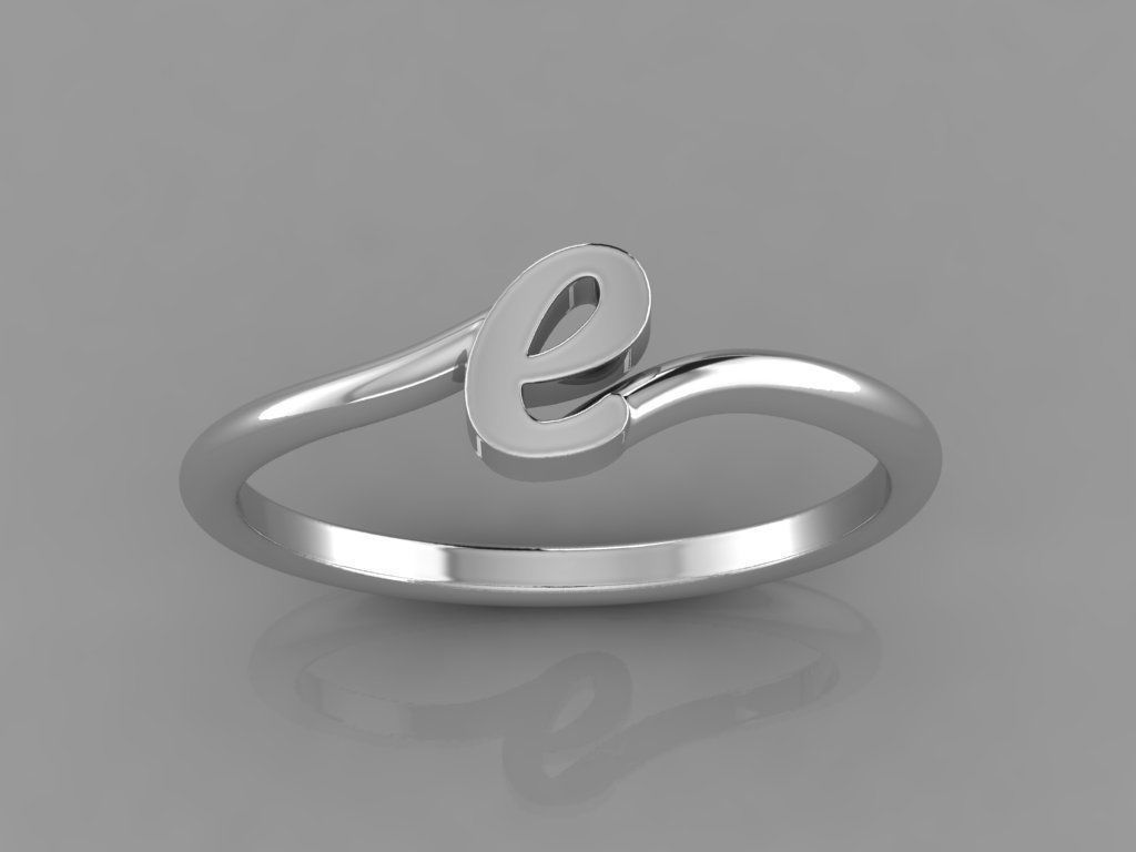 Alphabet Ring E 3D print model_6