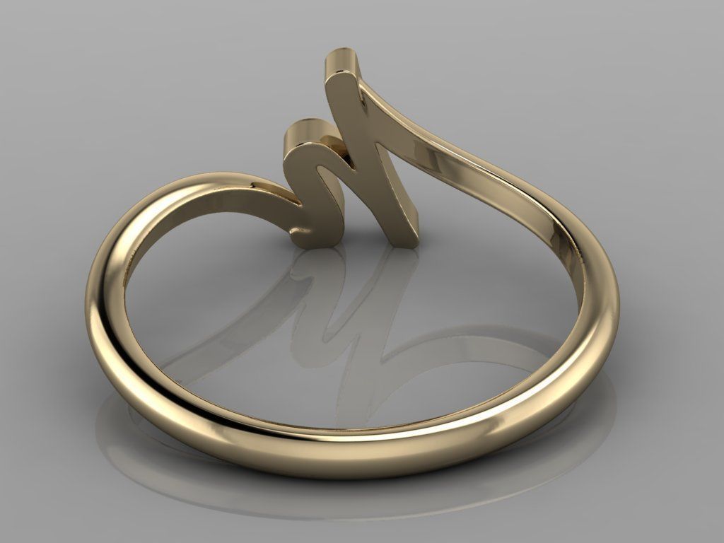 Alphabet Ring H 3D print model_12