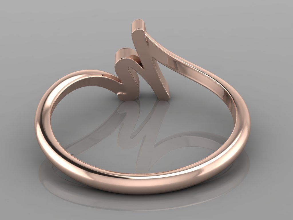Alphabet Ring H 3D print model_5