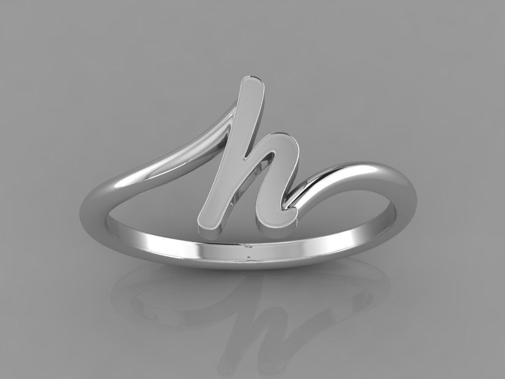 Alphabet Ring H 3D print model_6