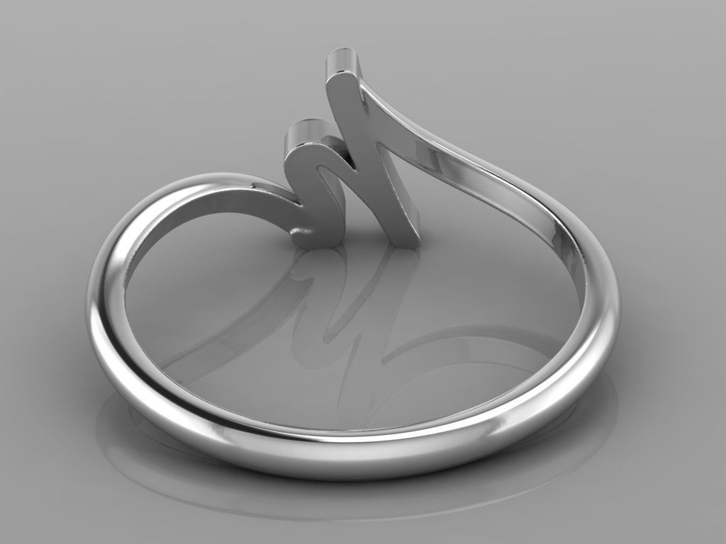 Alphabet Ring H 3D print model_9