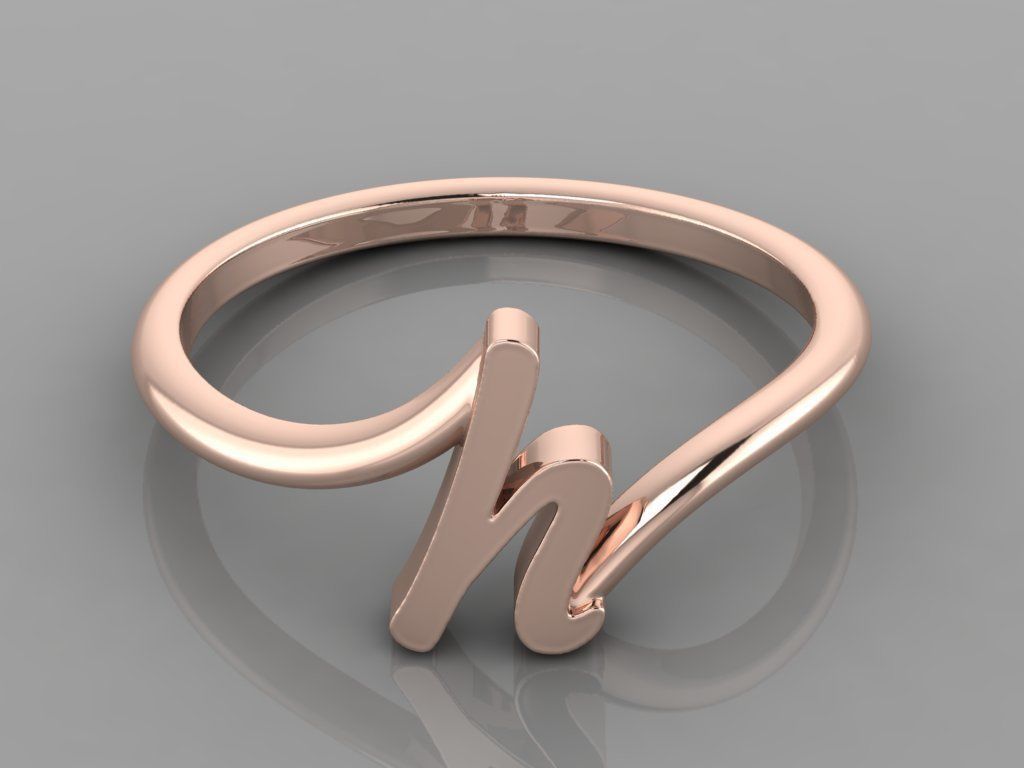 Alphabet Ring H 3D print model_4