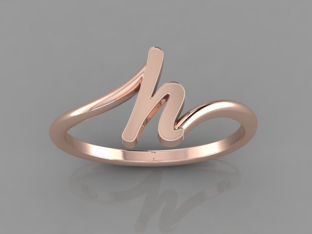 Alphabet Ring H 3D print model_2