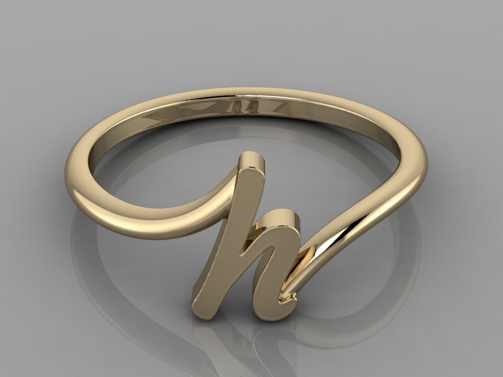 Alphabet Ring H 3D print model_11