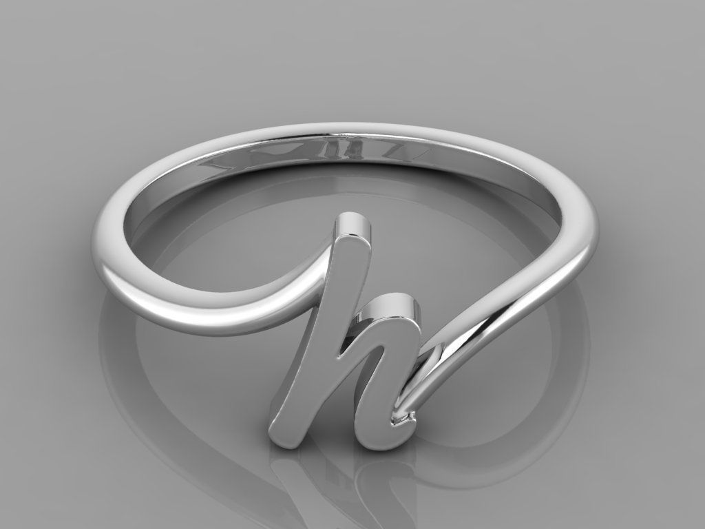Alphabet Ring H 3D print model_8