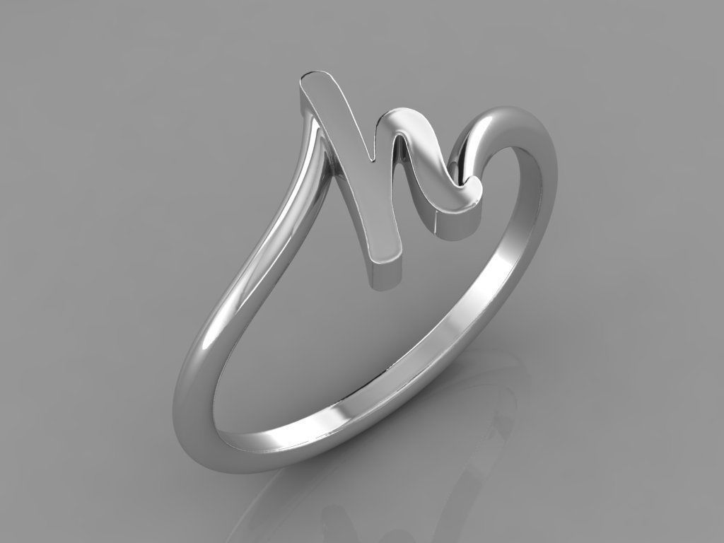 Alphabet Ring H 3D print model_7