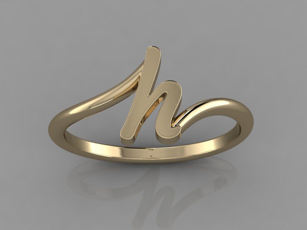 Alphabet Ring H 3D print model_10