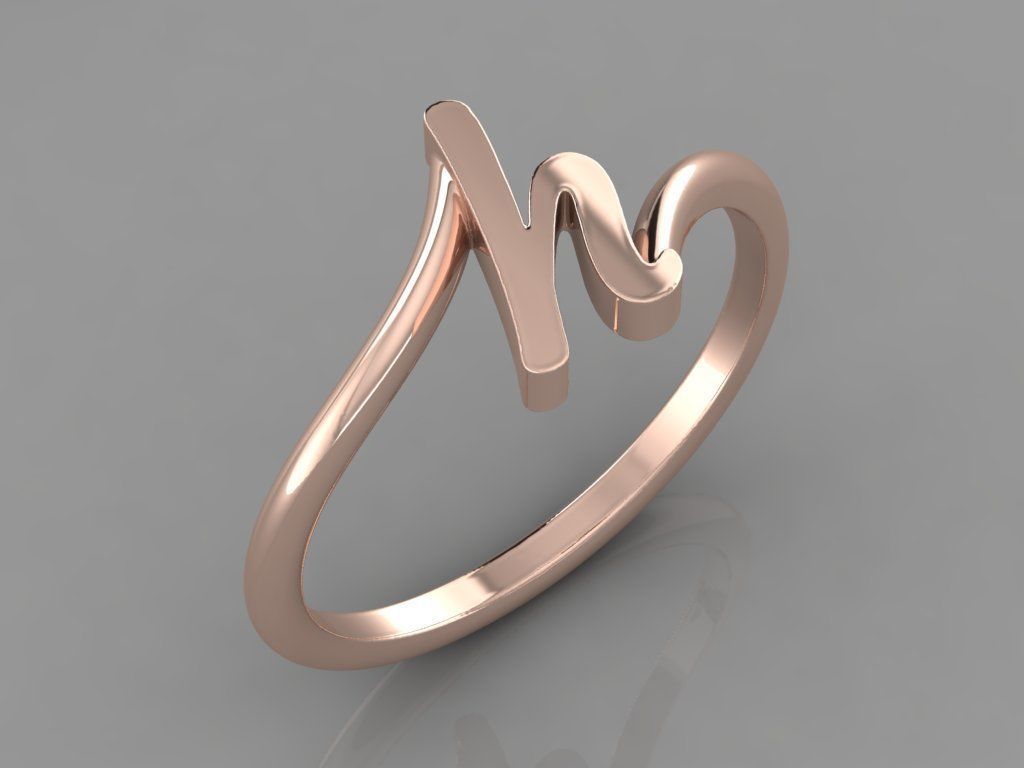 Alphabet Ring H 3D print model_3