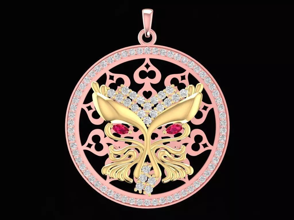 Elegant Filigree Butterfly Round Pendant for Women 1232 3D print model