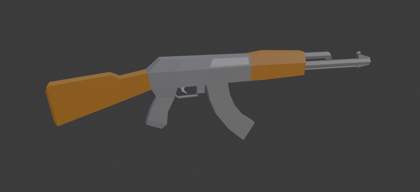 Low-Poly AK-47 rifle Low-poly 3D model_6