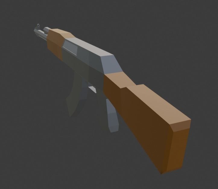 Low-Poly AK-47 rifle Low-poly 3D model_8
