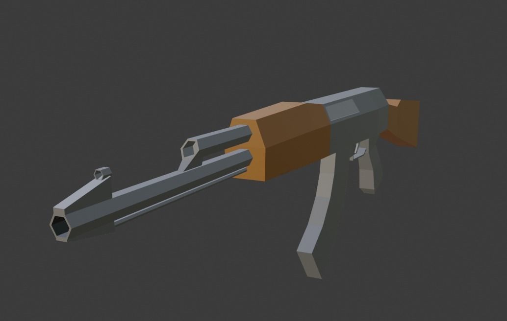 Low-Poly AK-47 rifle Low-poly 3D model_1
