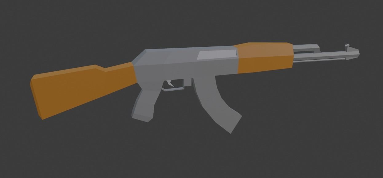 Low-Poly AK-47 rifle Low-poly 3D model_7