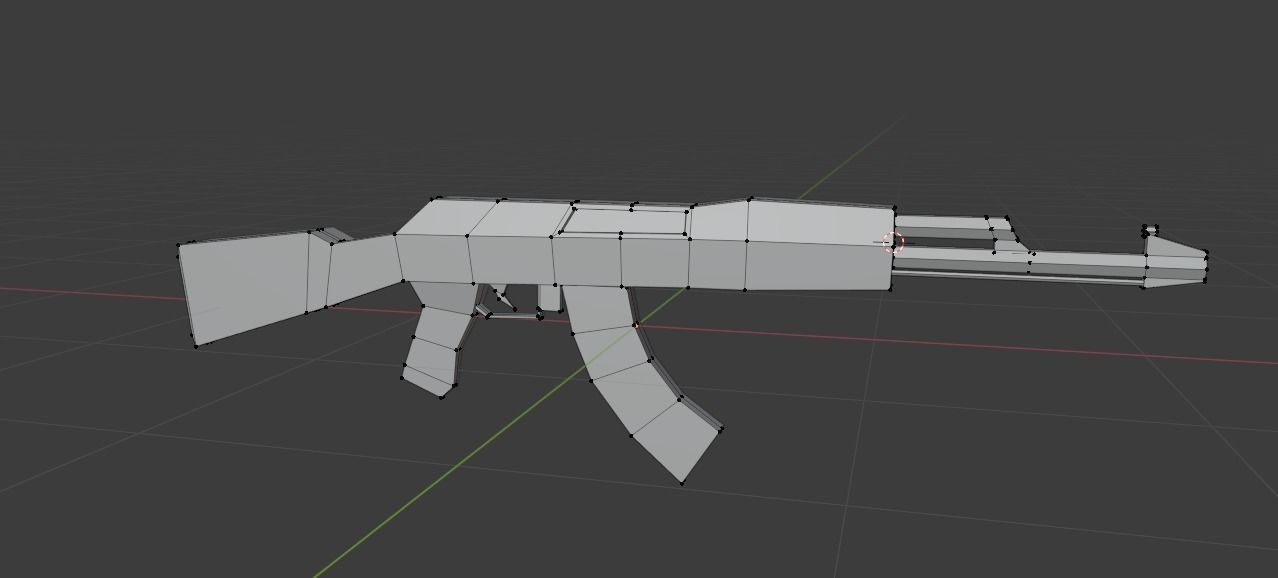 Low-Poly AK-47 rifle Low-poly 3D model_3
