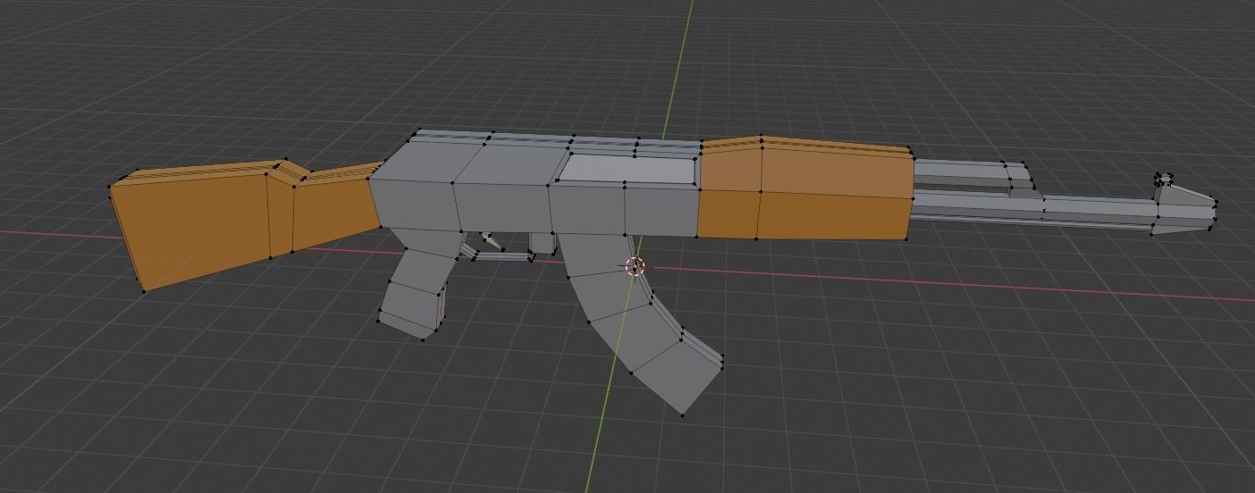 Low-Poly AK-47 rifle Low-poly 3D model_9