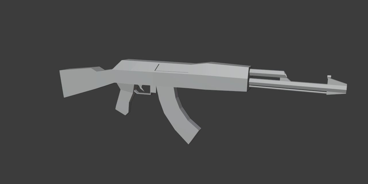 Low-Poly AK-47 rifle Low-poly 3D model_2