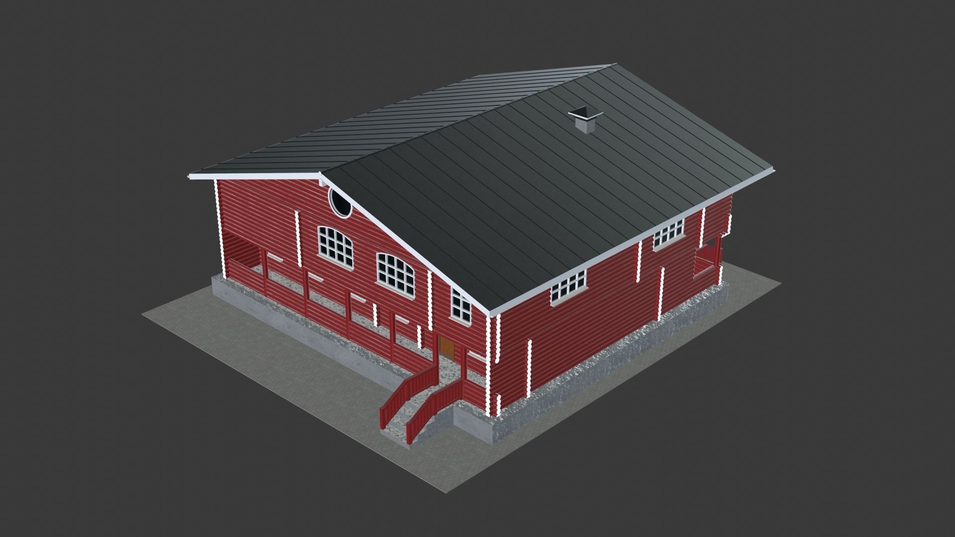 Log Cabin Painted 3D model_25