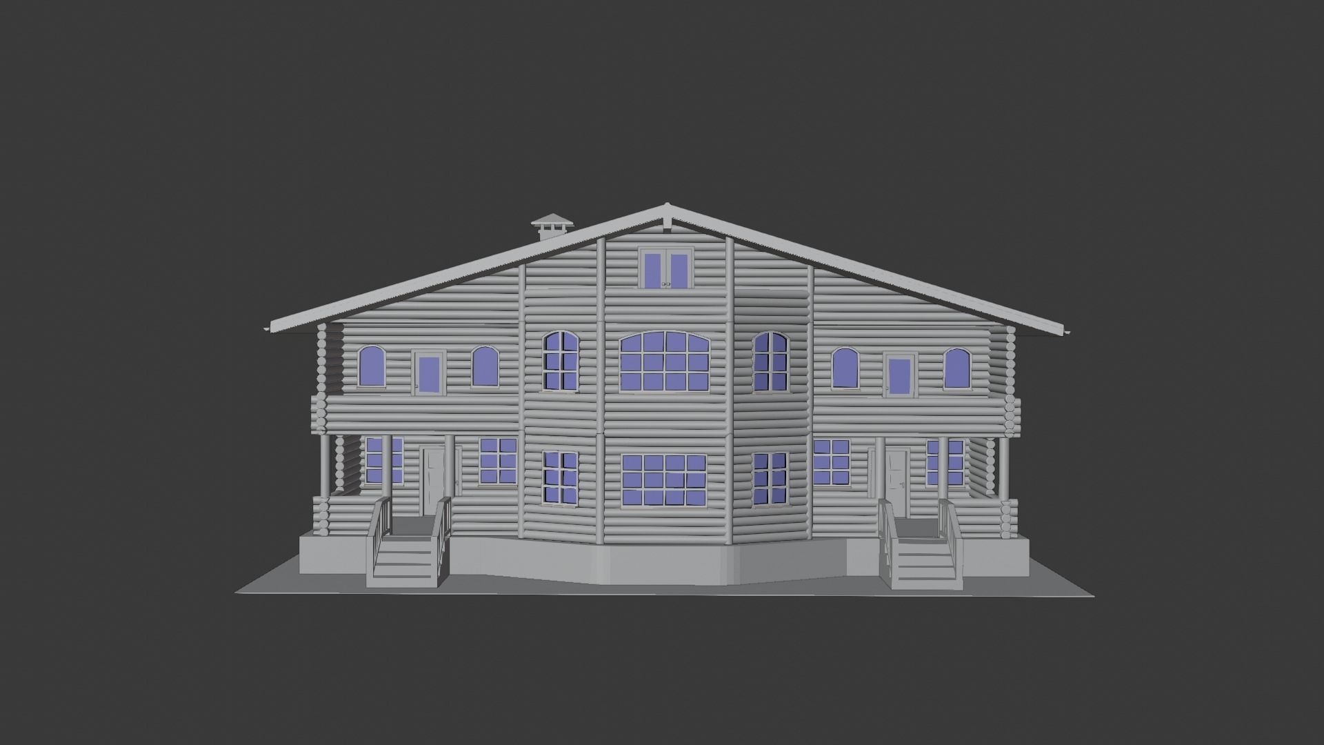 Log Cabin Painted 3D model_3
