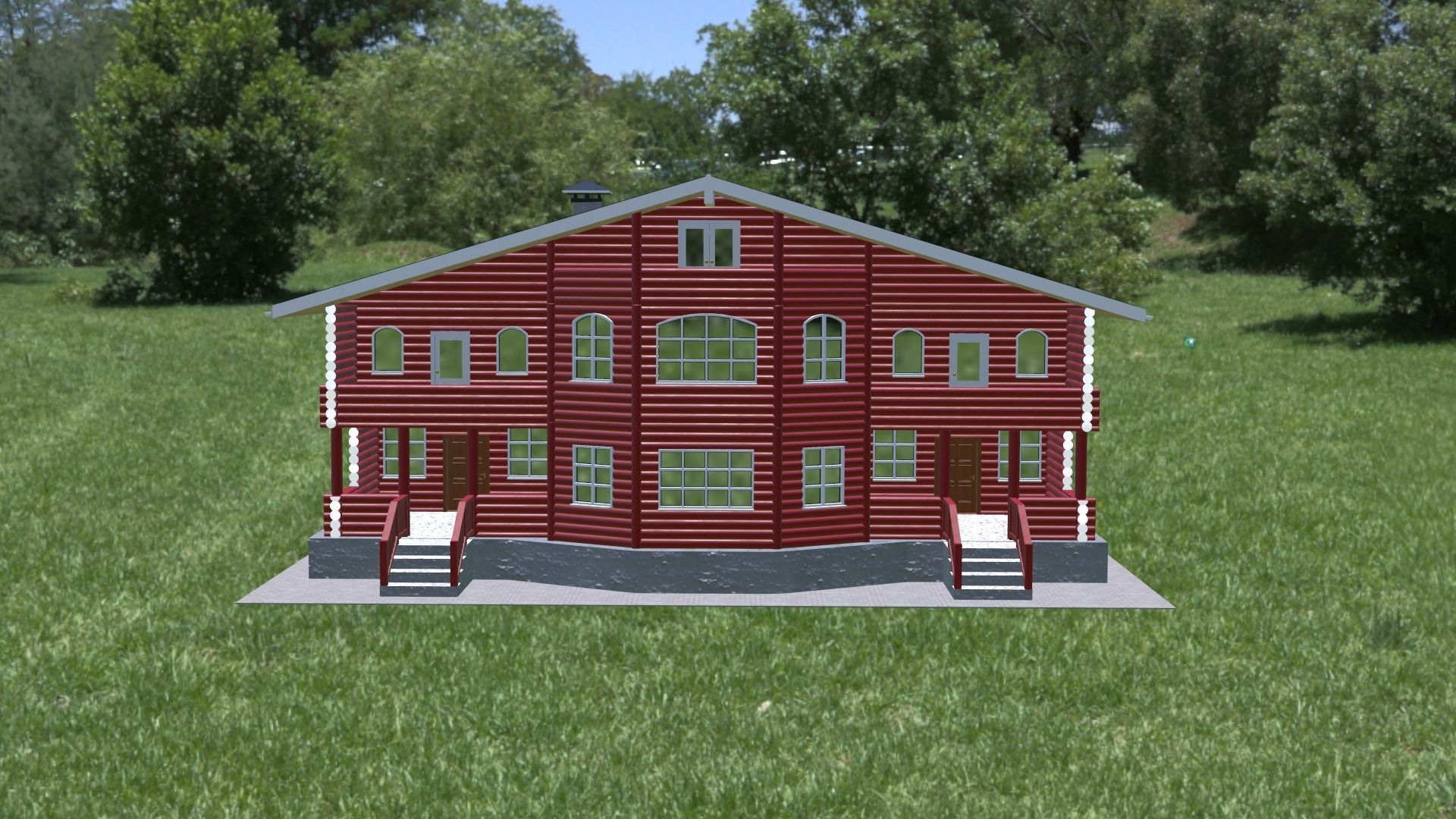 Log Cabin Painted 3D model_5