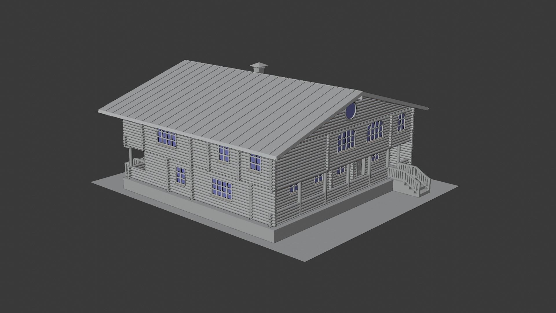 Log Cabin Painted 3D model_16