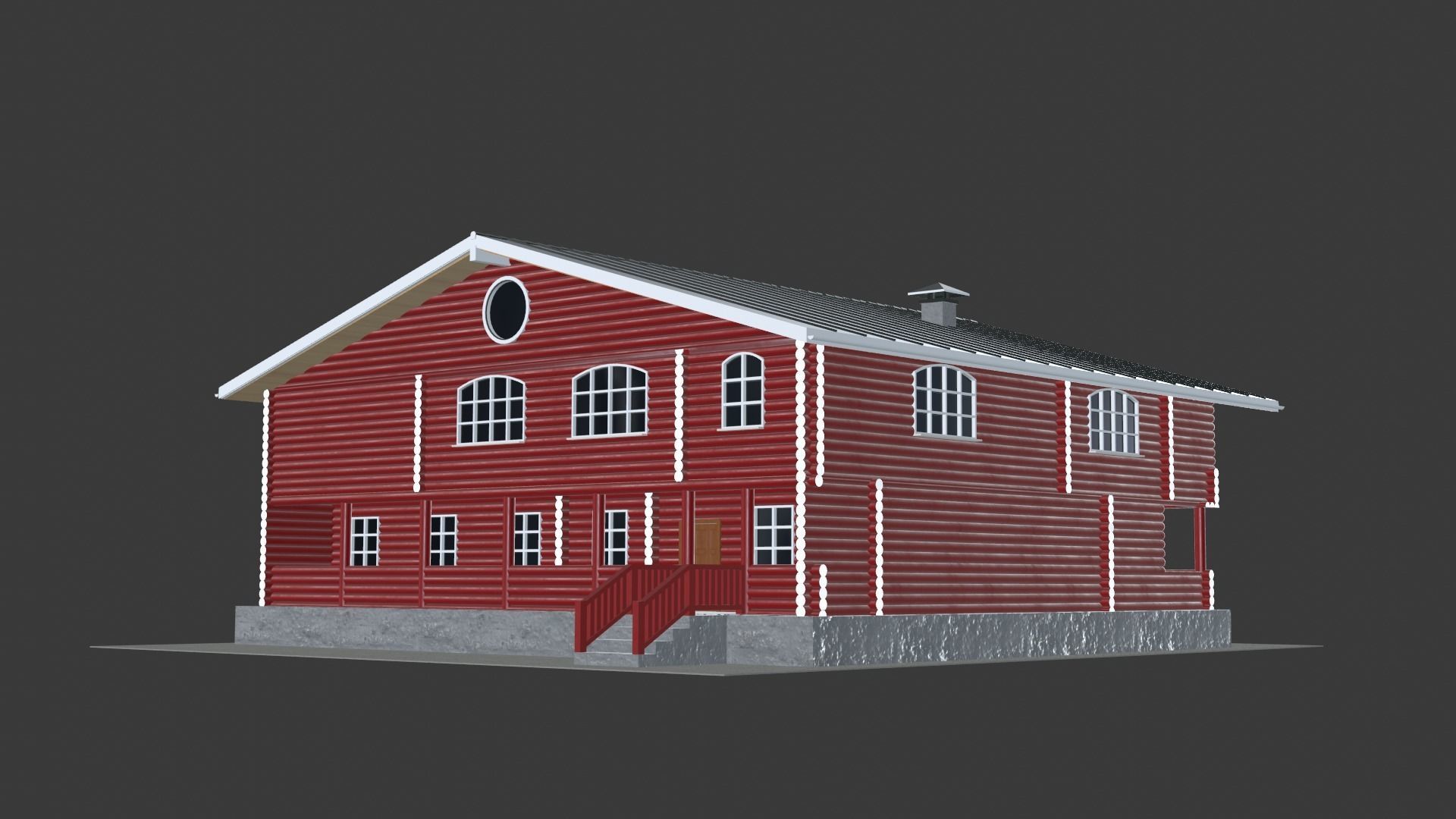 Log Cabin Painted 3D model_23