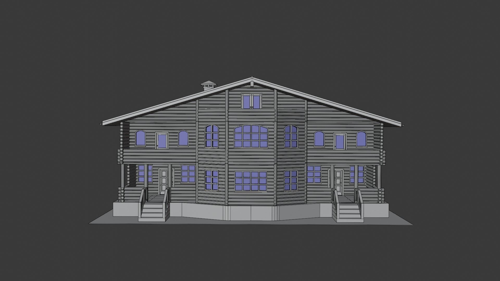 Log Cabin Painted 3D model_4