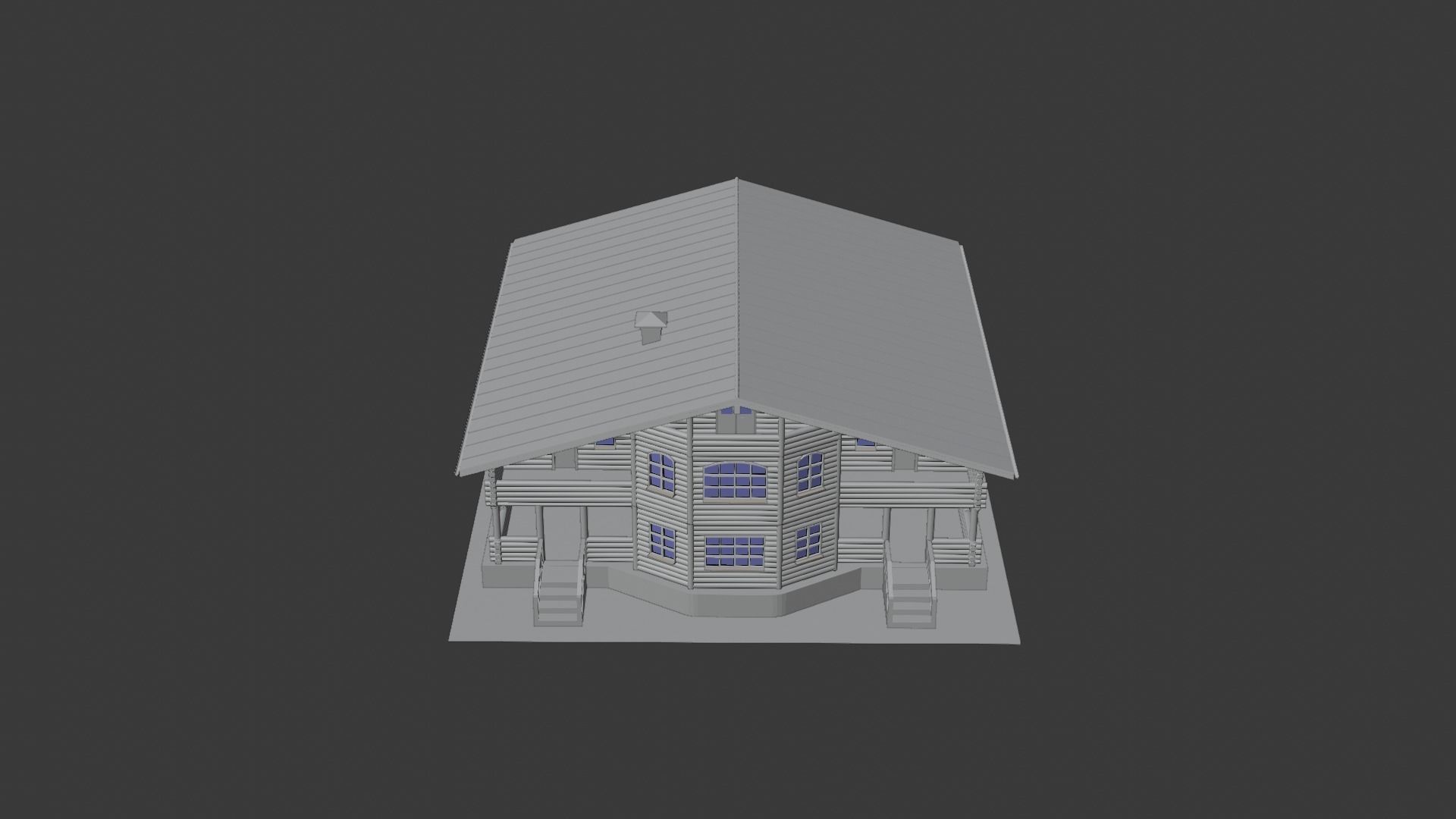 Log Cabin Painted 3D model_6