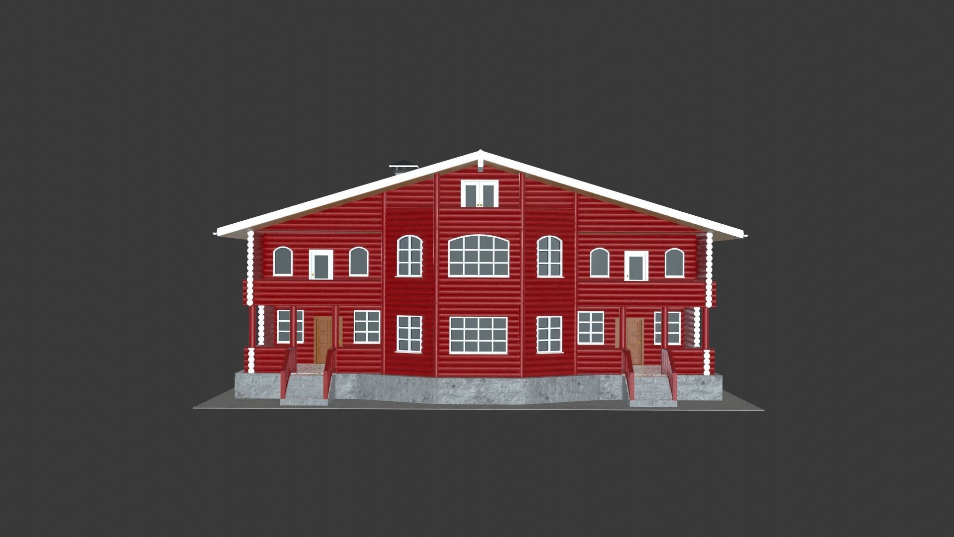 Log Cabin Painted 3D model_2