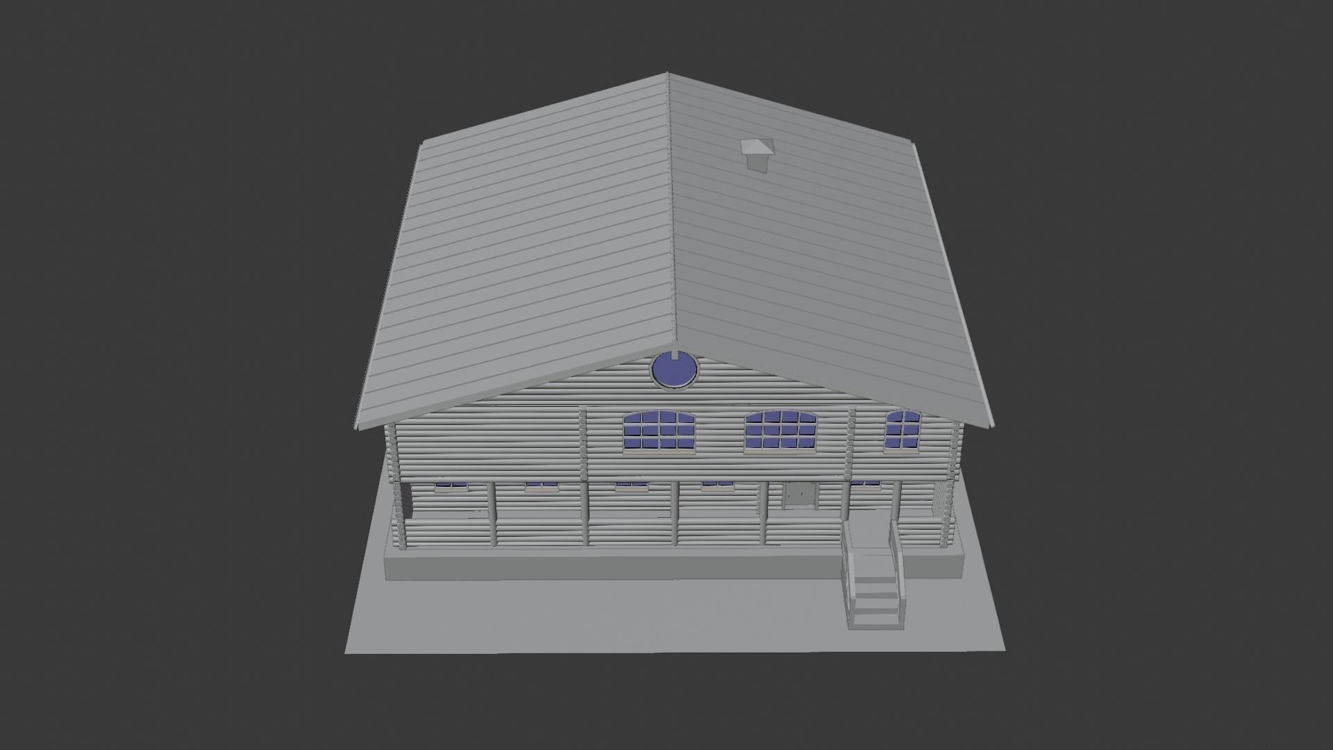 Log Cabin Painted 3D model_20