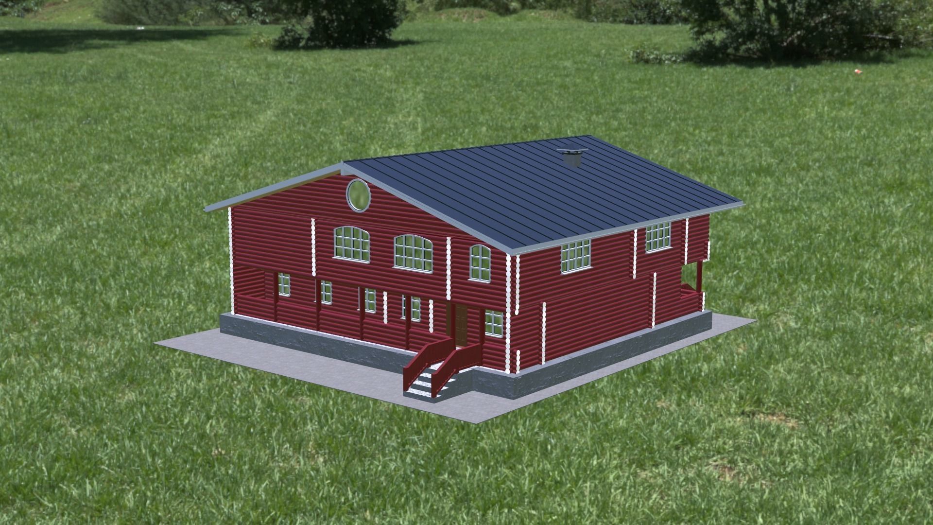 Log Cabin Painted 3D model_52