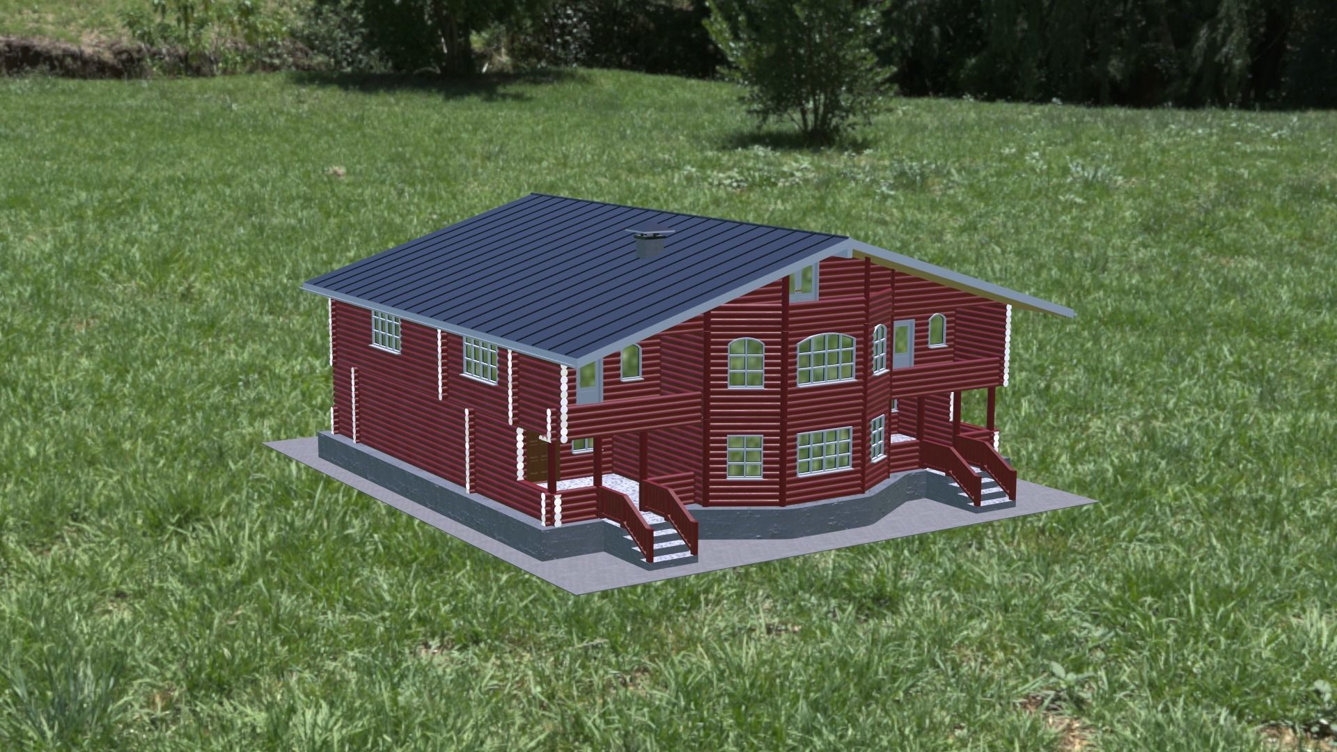 Log Cabin Painted 3D model_15