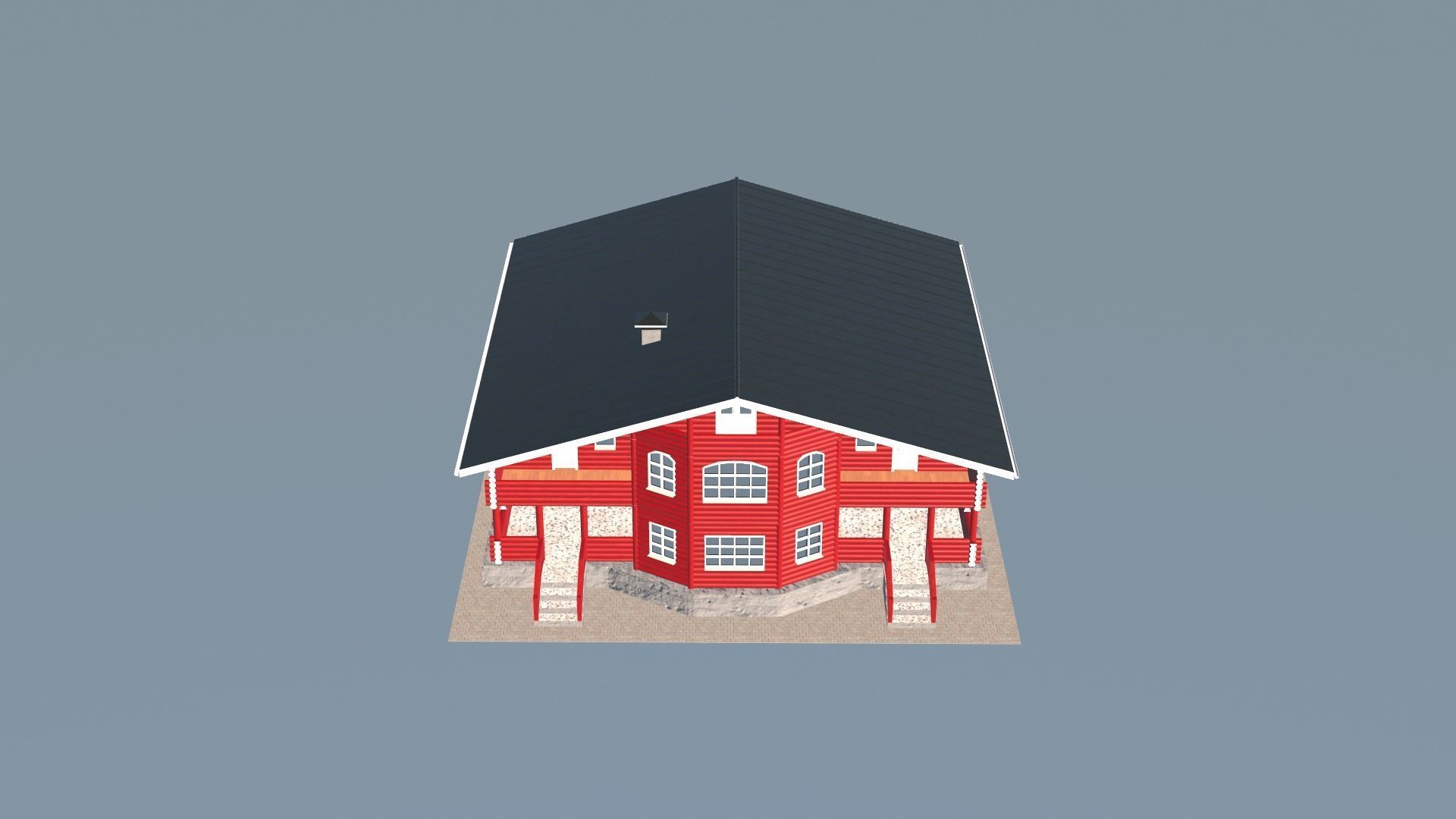 Log Cabin Painted 3D model_7