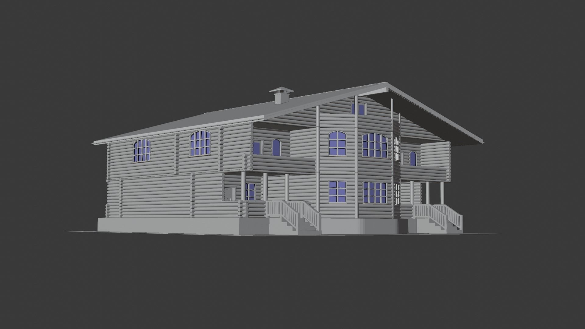 Log Cabin Painted 3D model_12