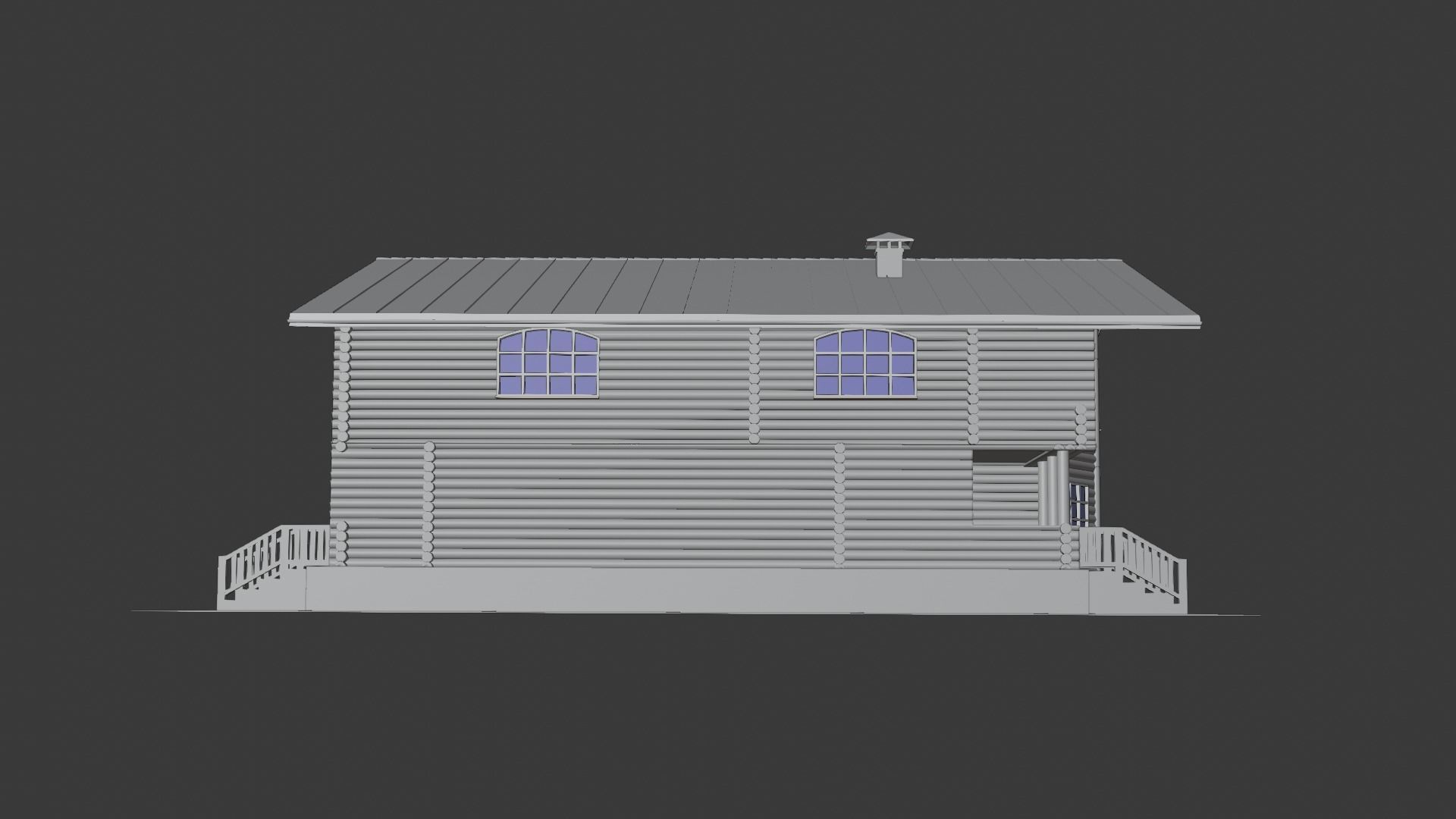 Log Cabin Painted 3D model_26