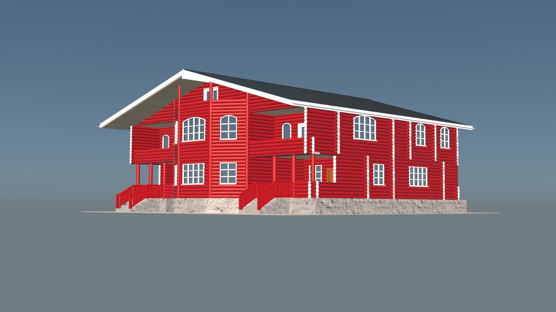 Log Cabin Painted 3D model_9