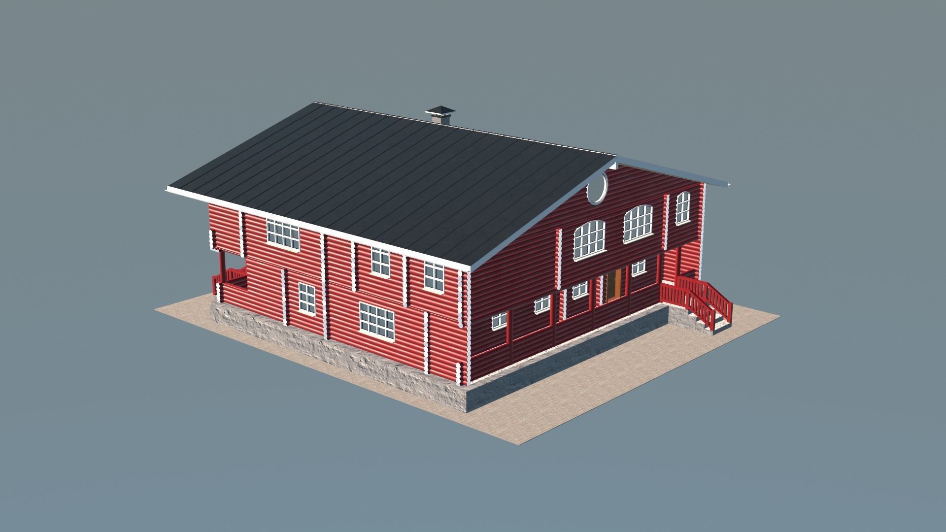 Log Cabin Painted 3D model_17