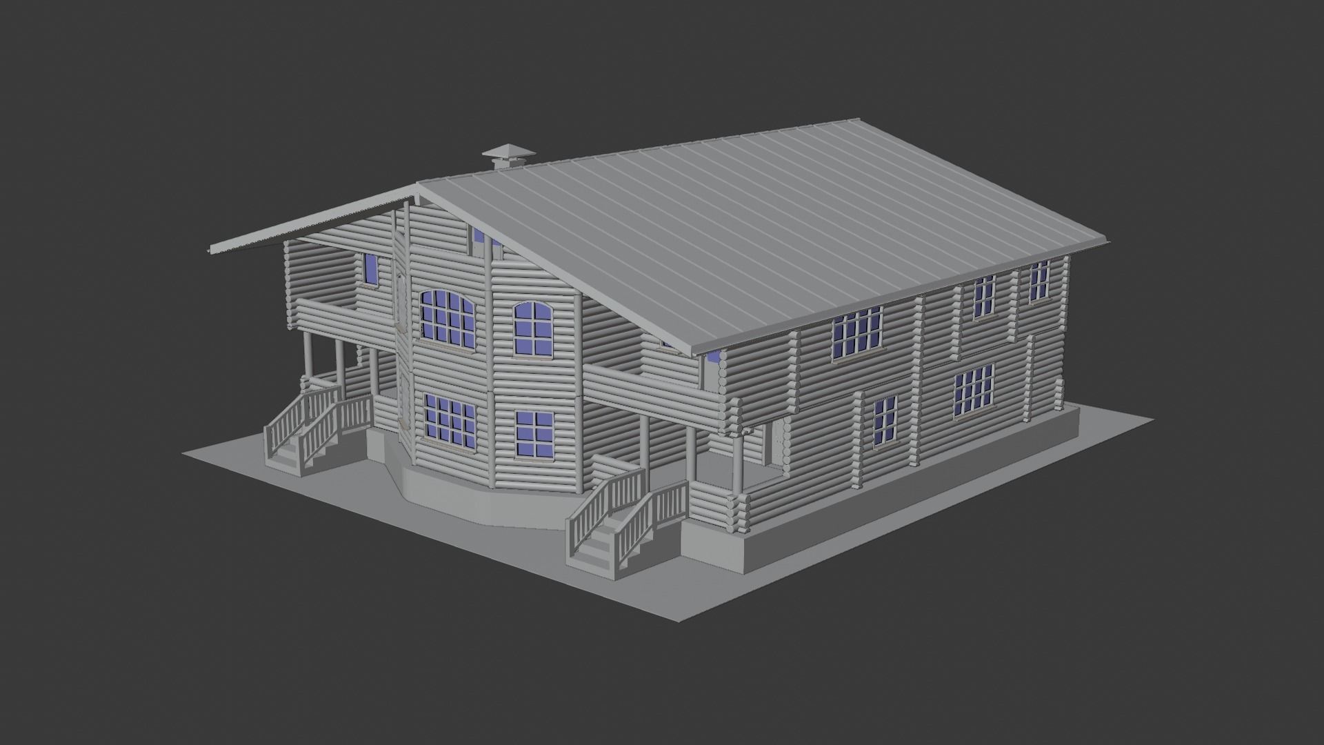 Log Cabin Painted 3D model_10