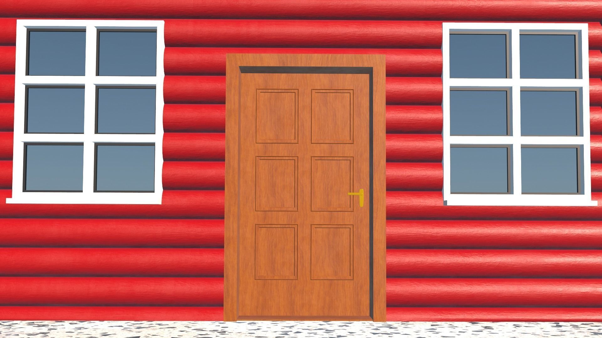 Log Cabin Painted 3D model_31