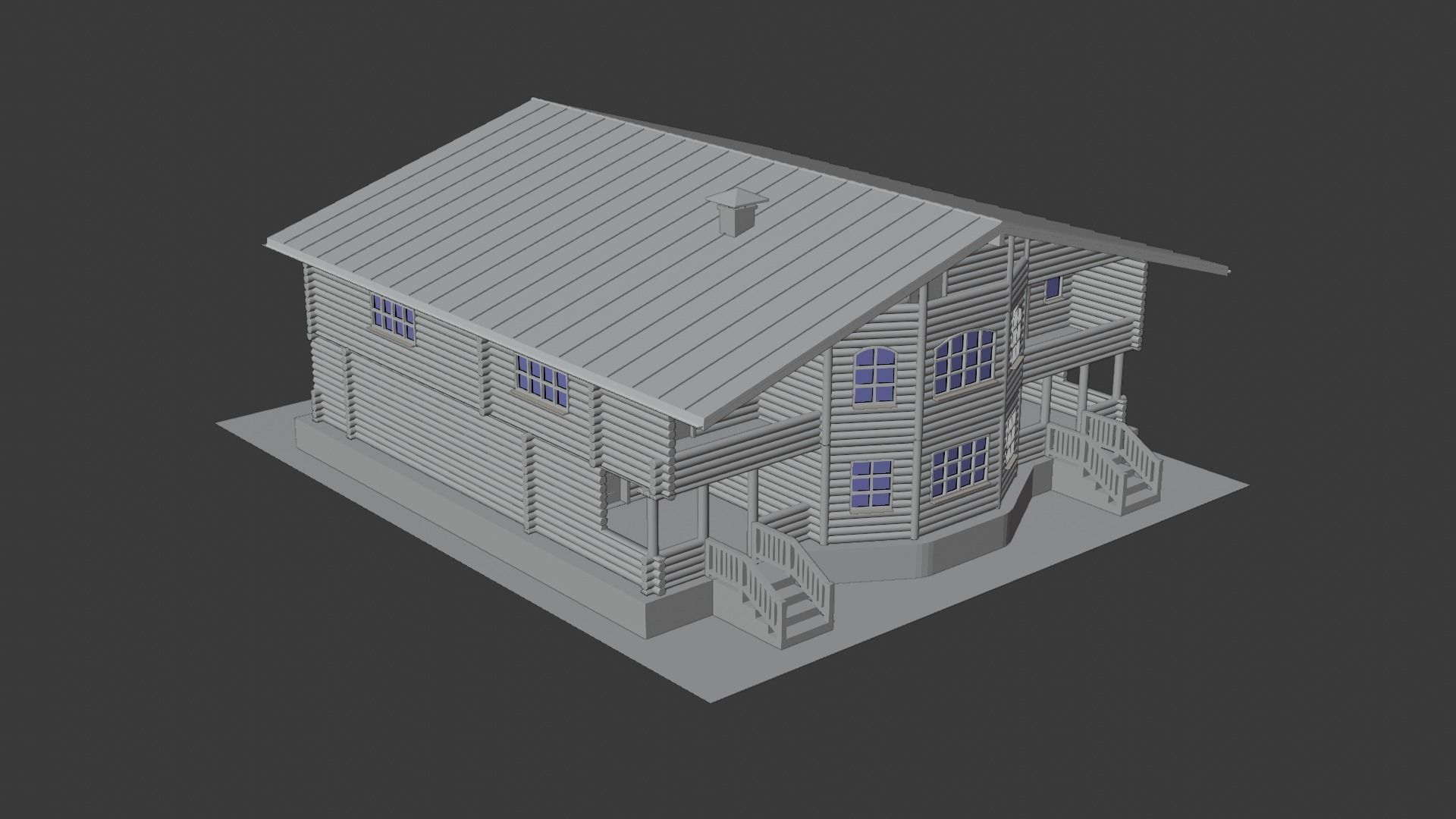 Log Cabin Painted 3D model_14