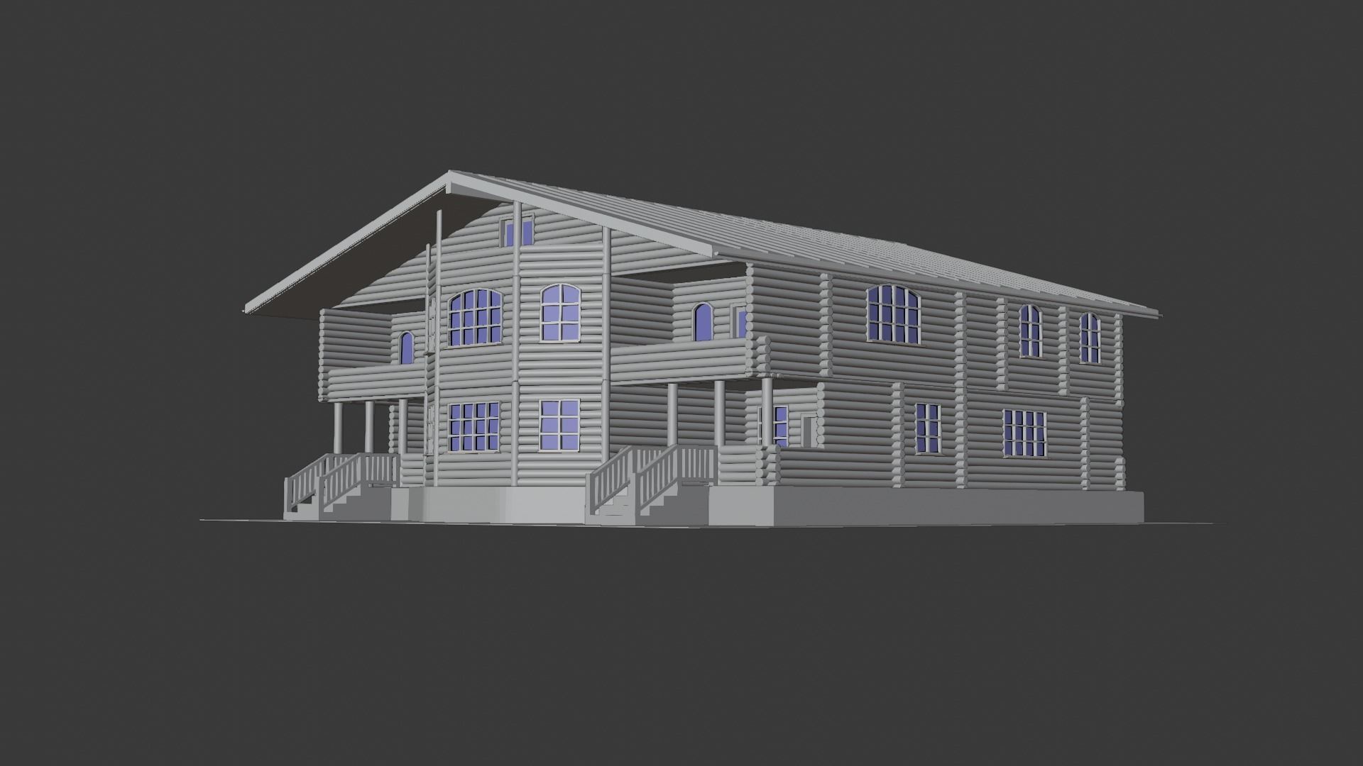 Log Cabin Painted 3D model_8