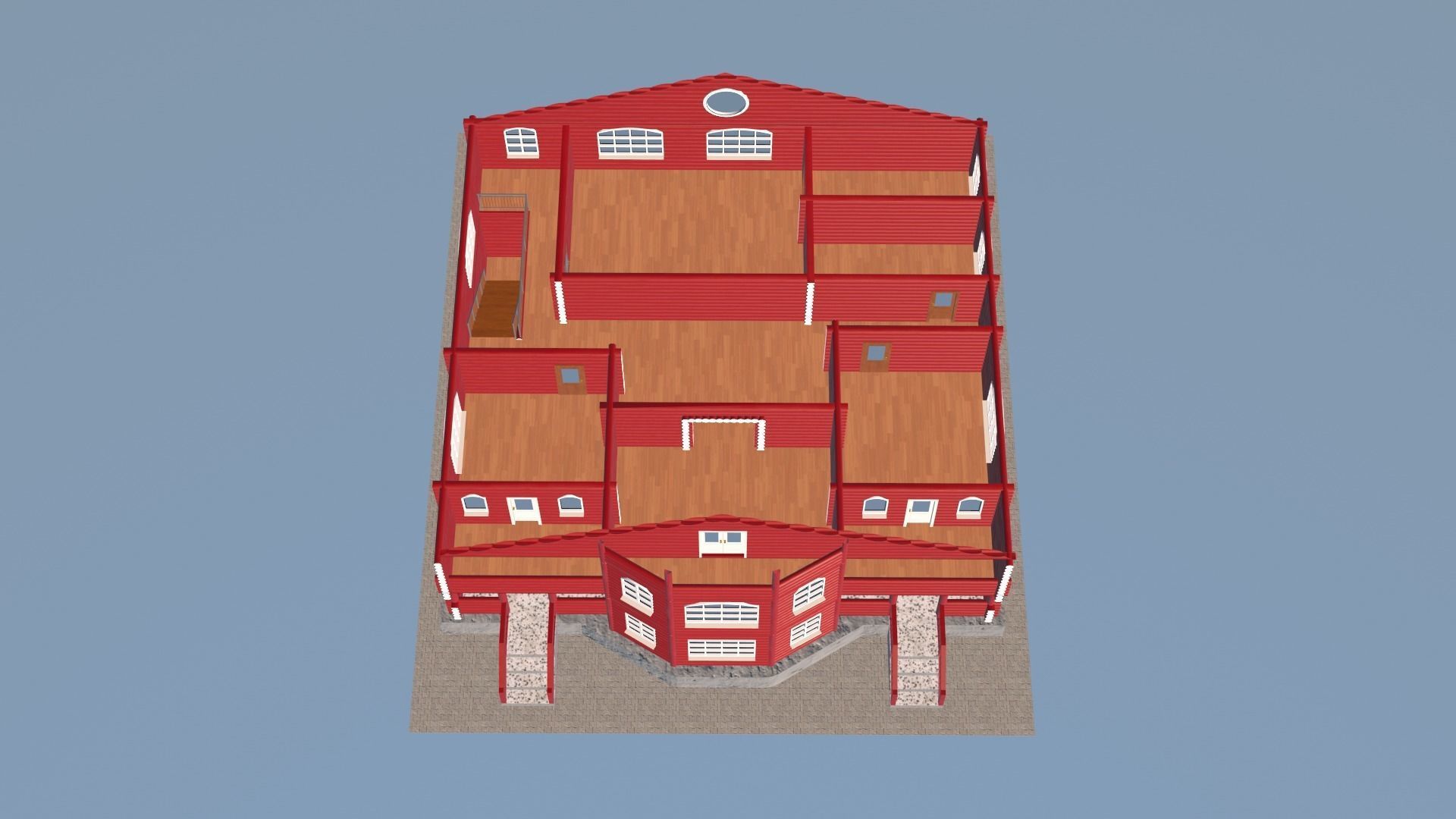 Log Cabin Painted 3D model_43