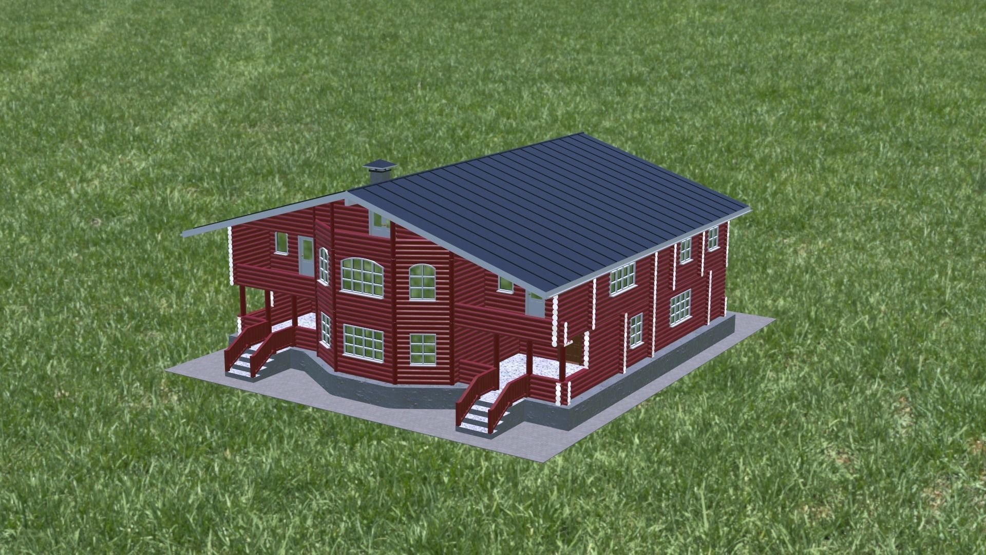 Log Cabin Painted 3D model_11