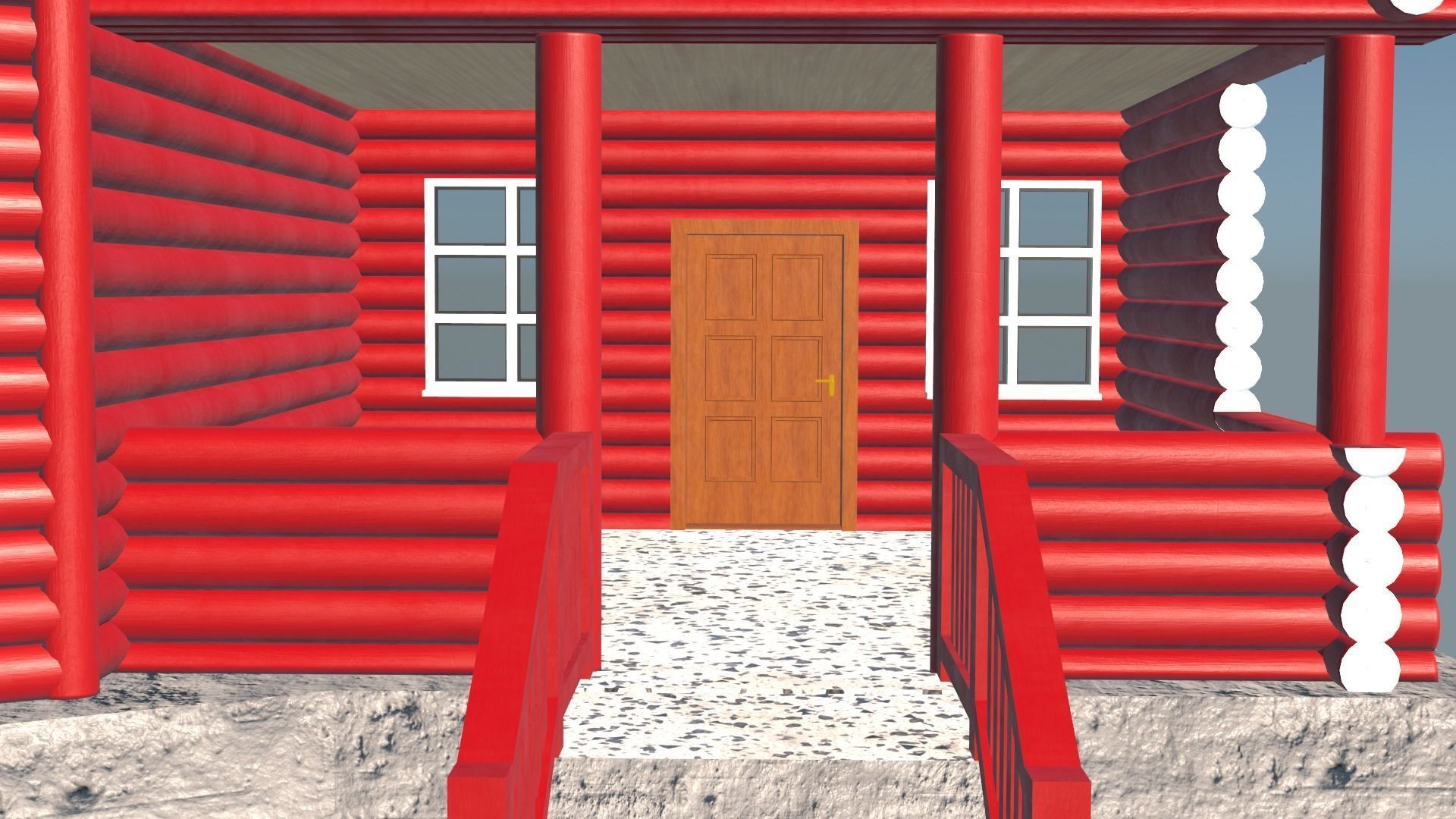 Log Cabin Painted 3D model_29