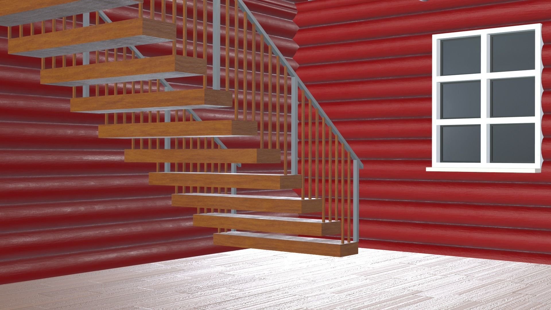 Log Cabin Painted 3D model_49