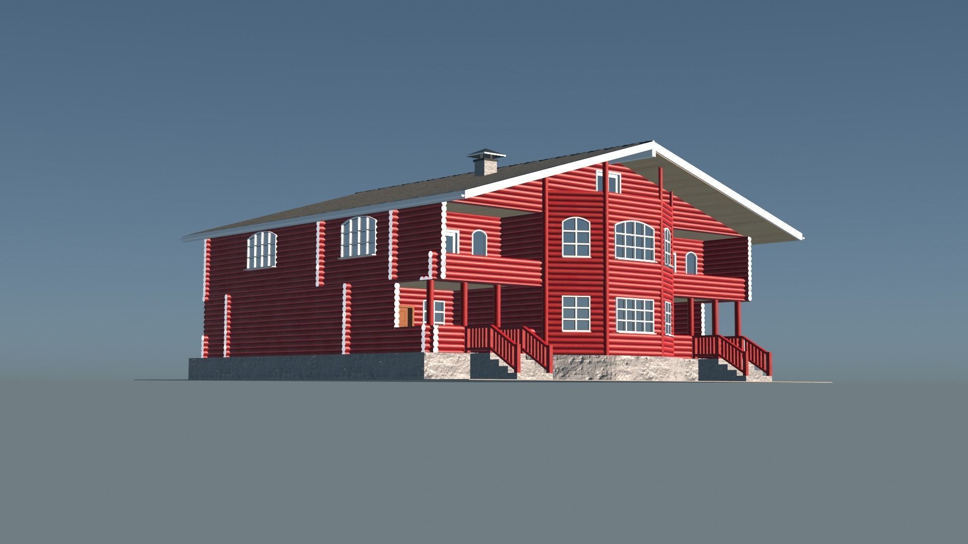 Log Cabin Painted 3D model_13