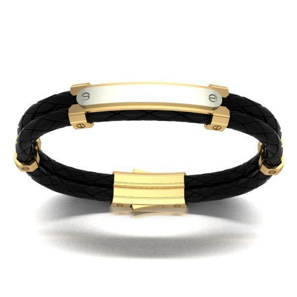 MEN LEATHER BRACELET  3D print model_1