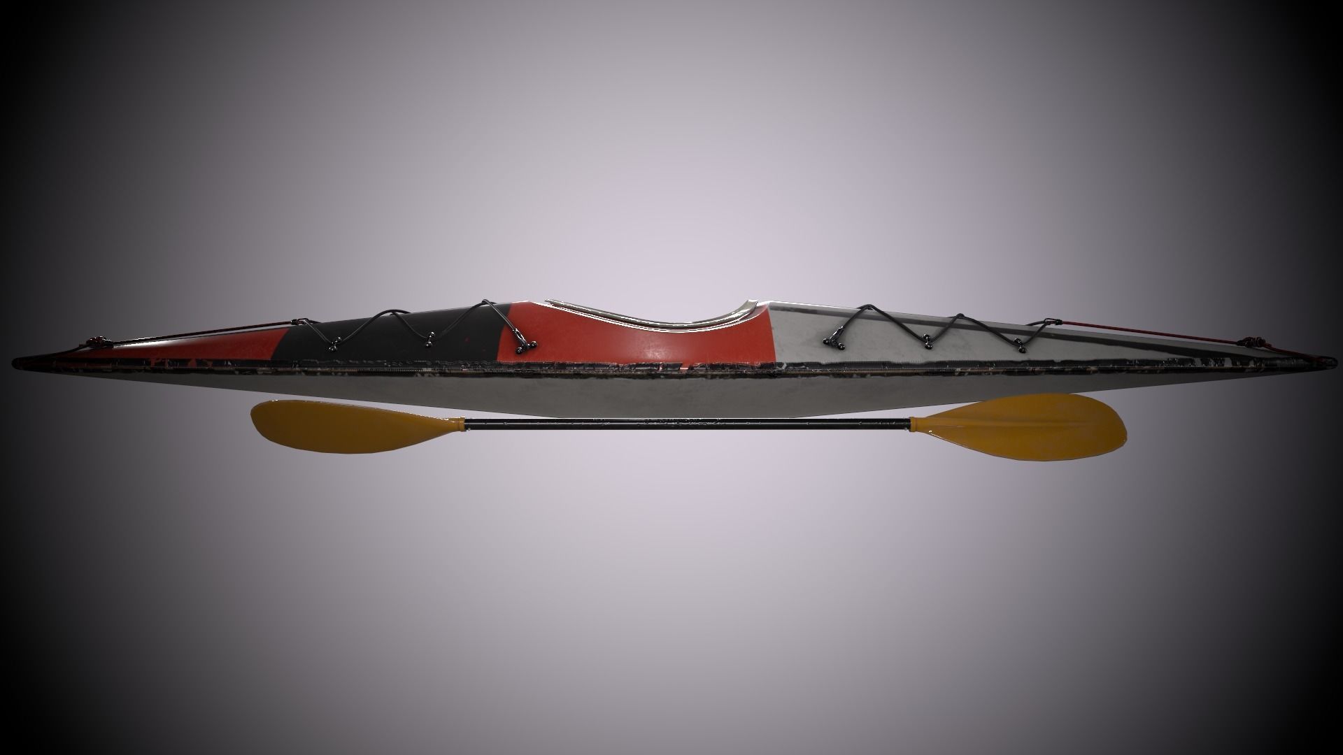 Kayak and Paddle Low-poly 3D model_3